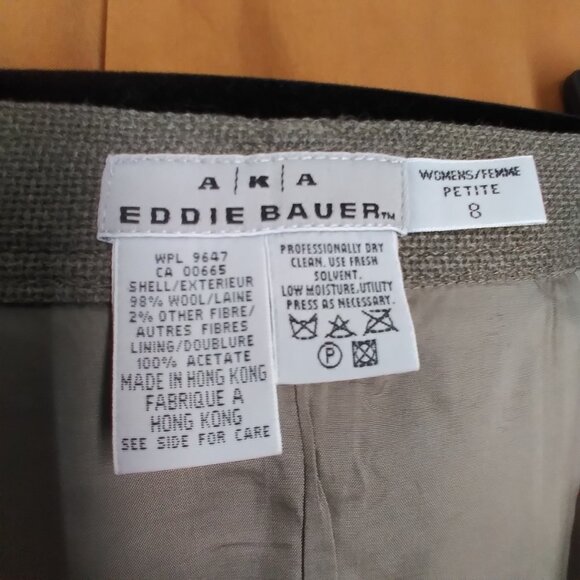 Eddie Bauer Wool Tan Tailored Wrap Front Pencil Midi / Maxi Skirt Size 8P - Picture 6 of 6
